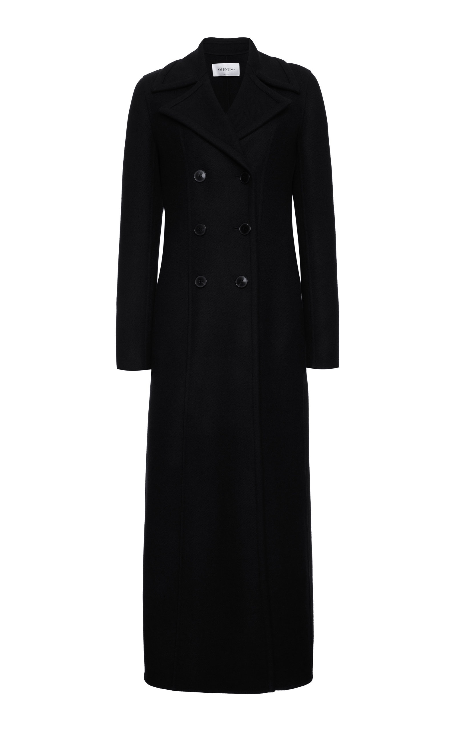 Double-Breasted Wool-Blend Coat black - 1