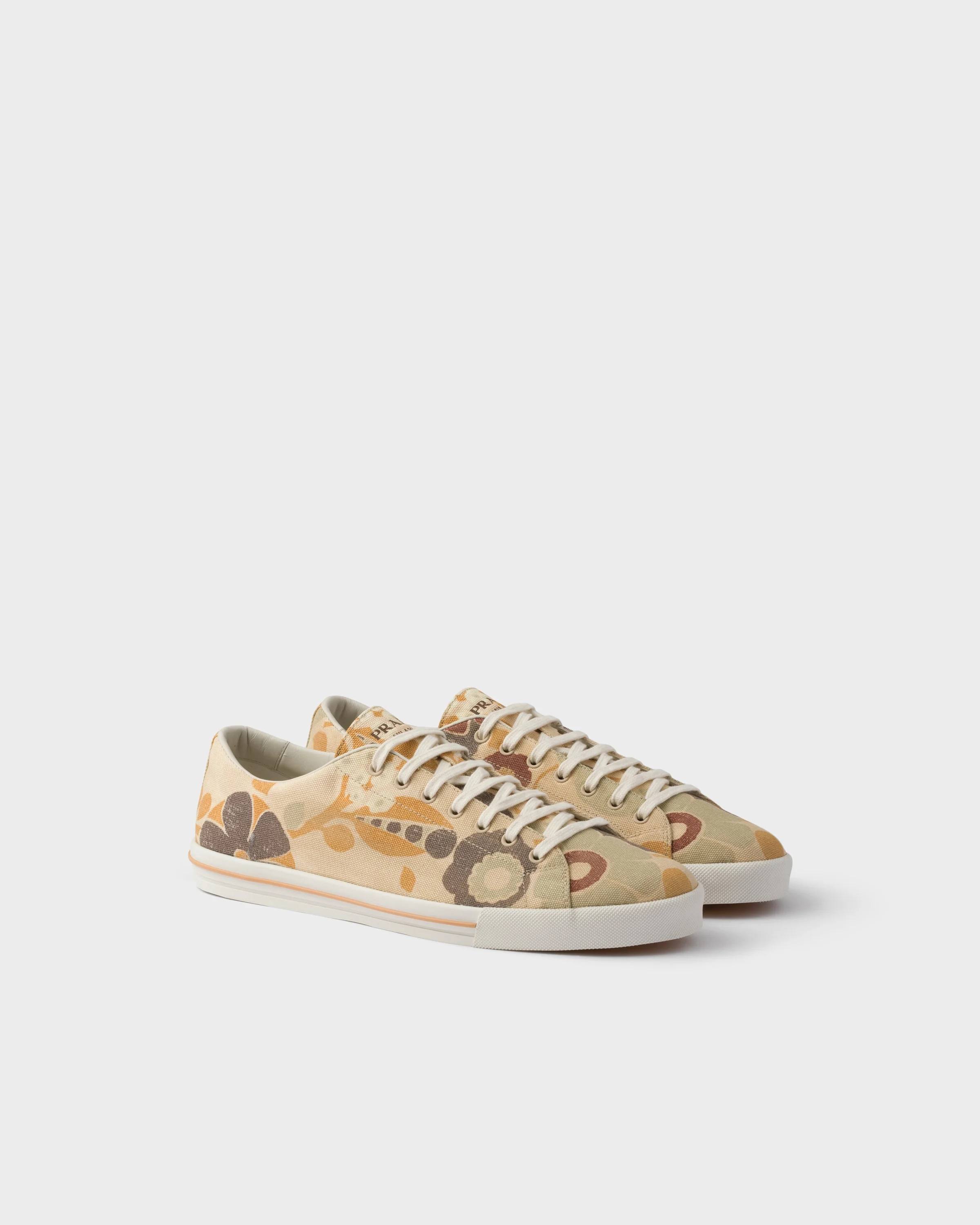 Laced floral print canvas sneakers - 1