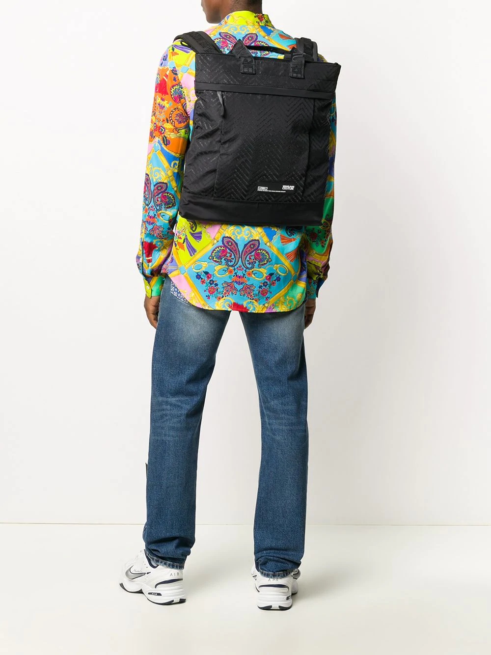 embossed logo rectangular backpack - 2