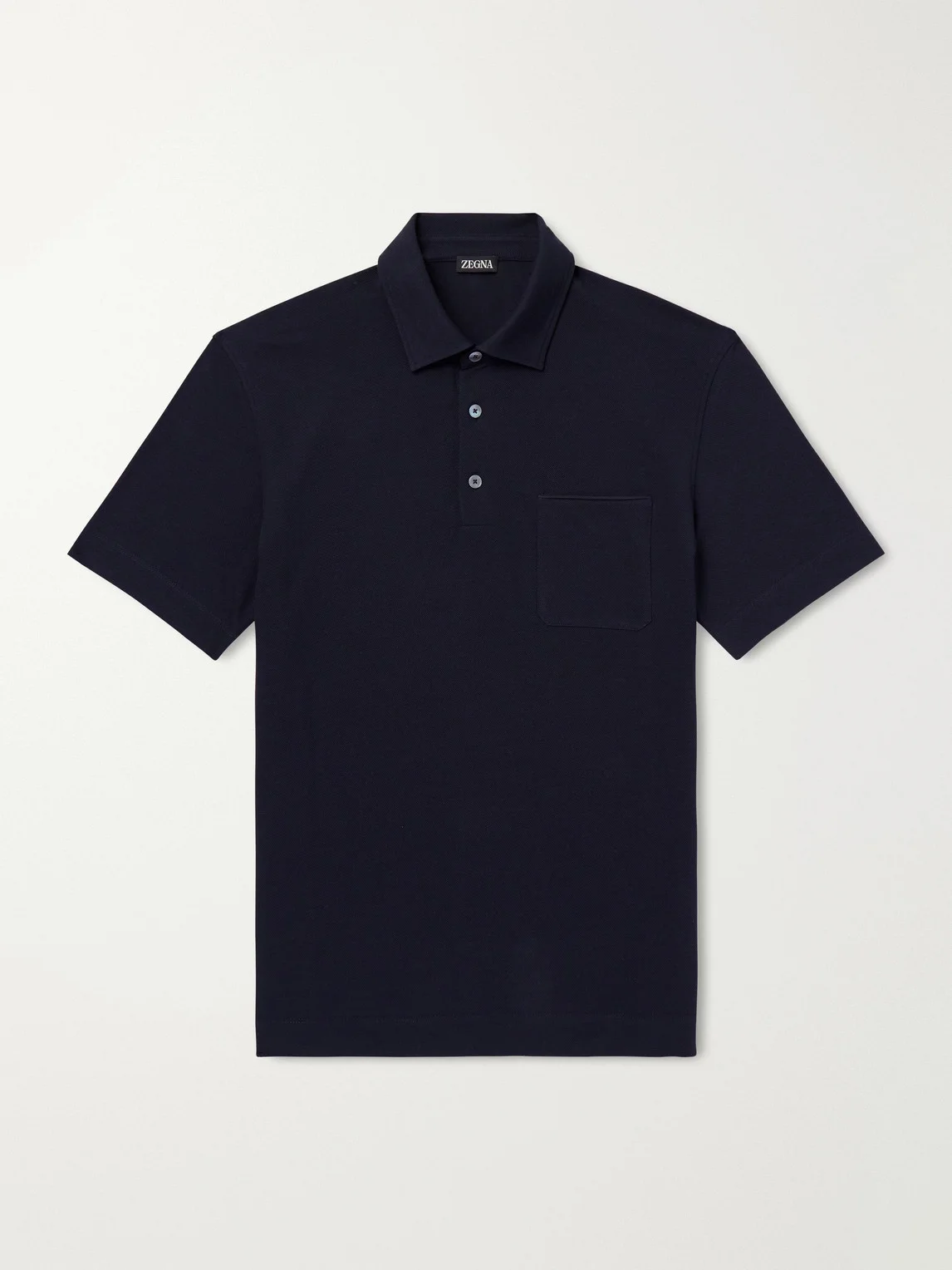 Leather-Trimmed Cotton-Piqué Polo Shirt - 1