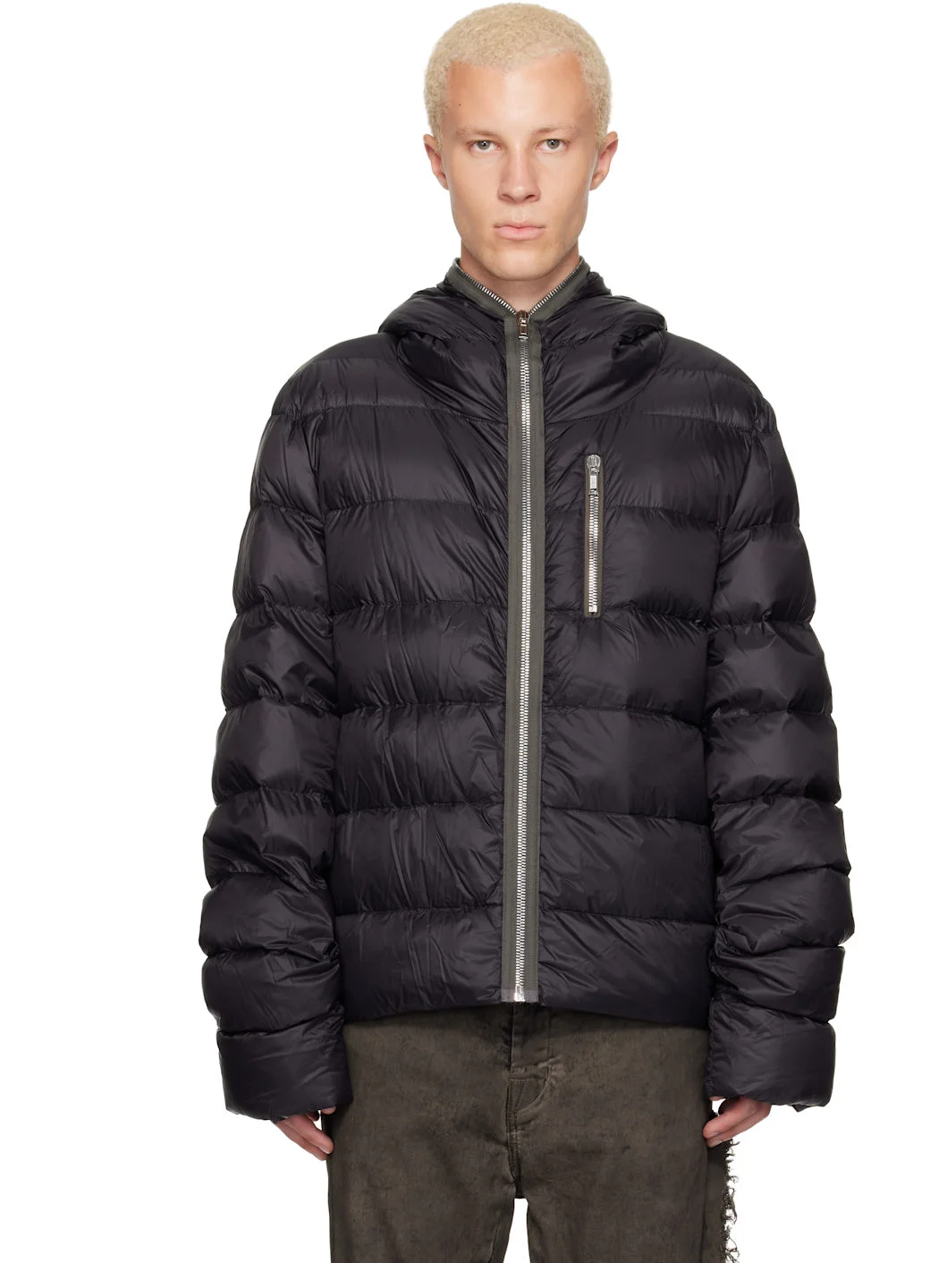 Black Tower Hooded Down Jacket - 1