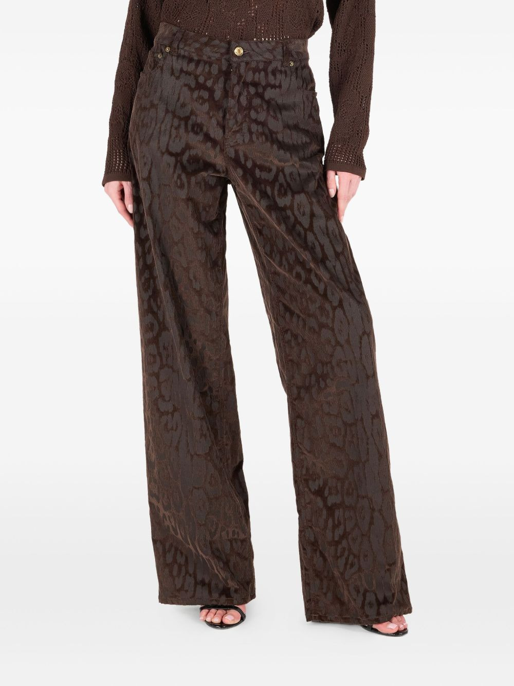 jaguear-print corduroy trousers - 3