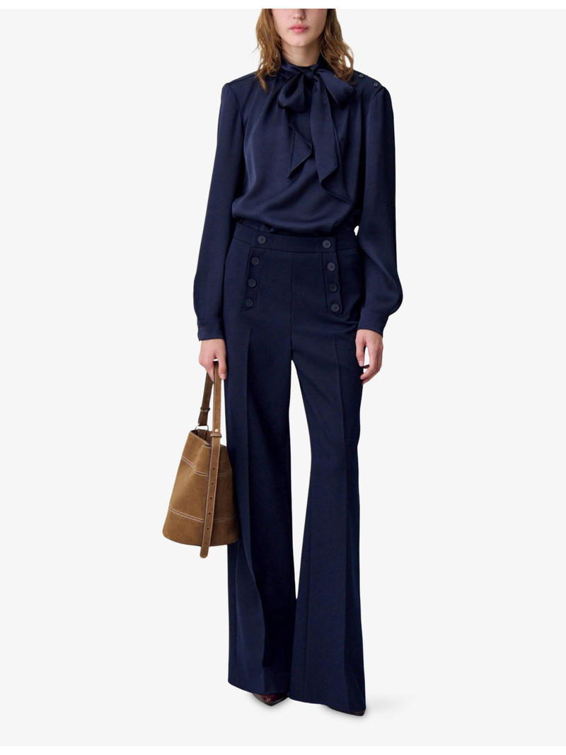 Claudie Pierlot Tie-Neck Long-Sleeve Woven Blouse outlook