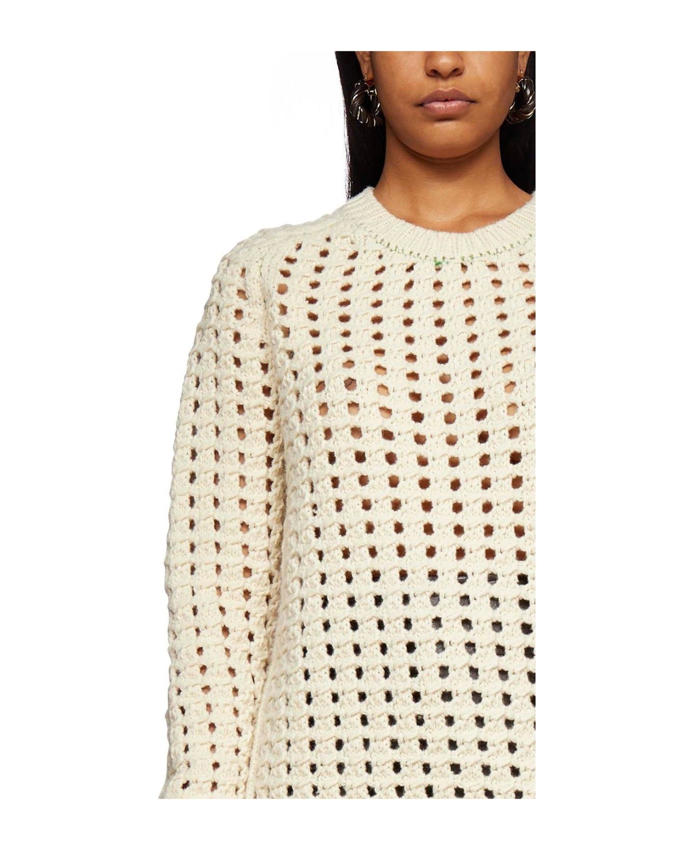 Open-knitted Crewneck Jumper - 5