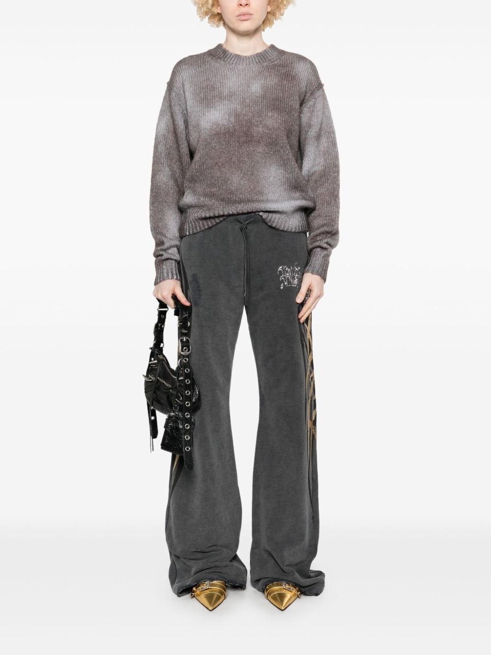 rhinestone-logo track pants - 4