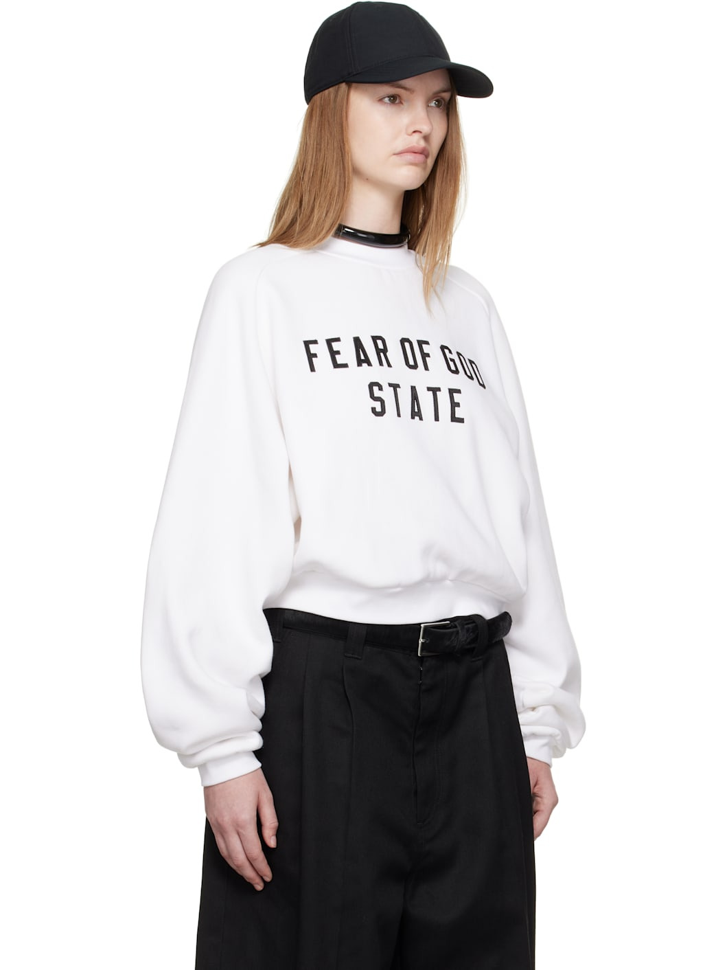 White Fleece Raglan Crewneck Sweatshirt - 2
