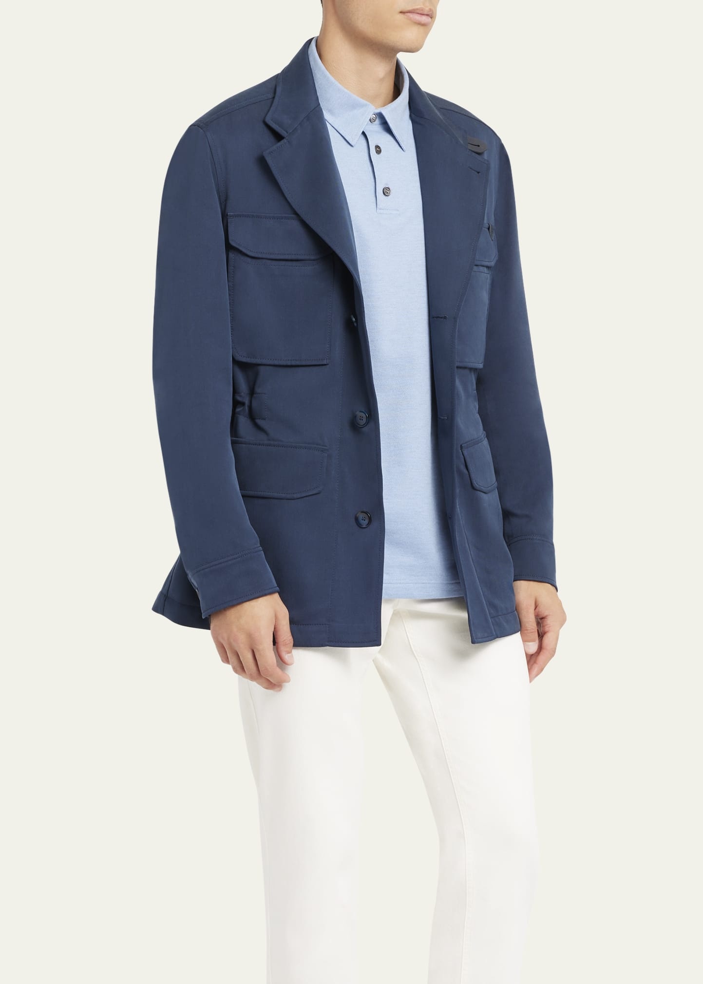 Men's Washed Silk Safari Jacket - 4