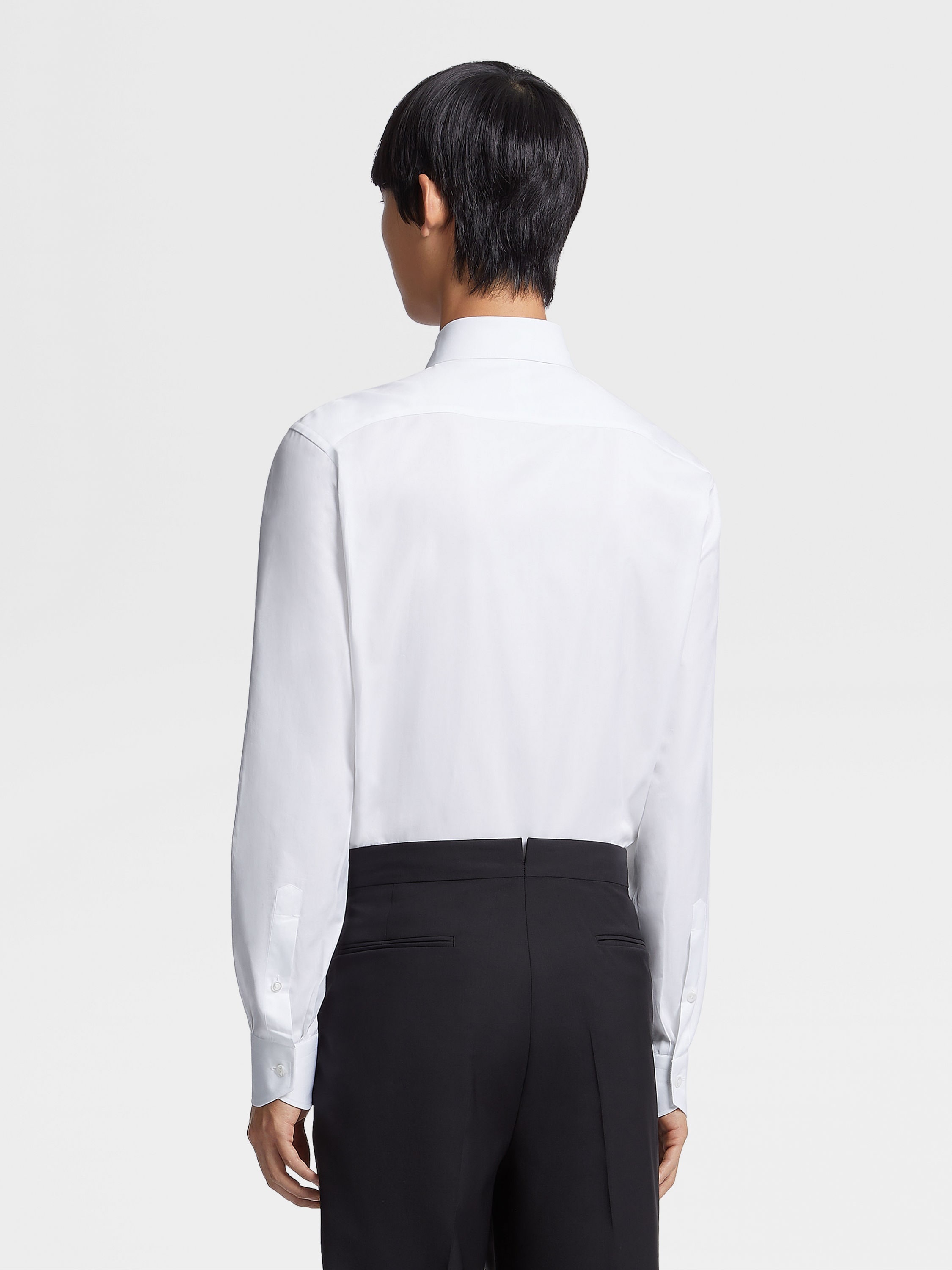 WHITE SEA ISLAND COTTON LONG-SLEEVE TAILORING SHIRT - 4