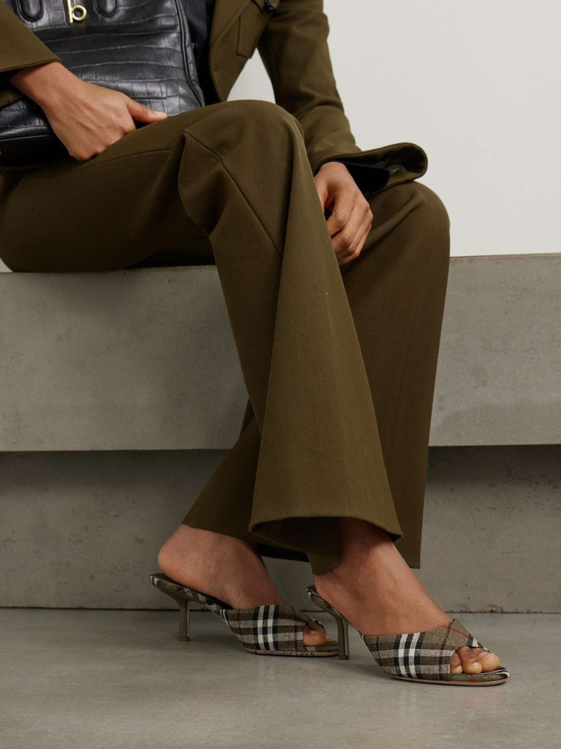 Burberry Checked linen mules Dark brown outlook