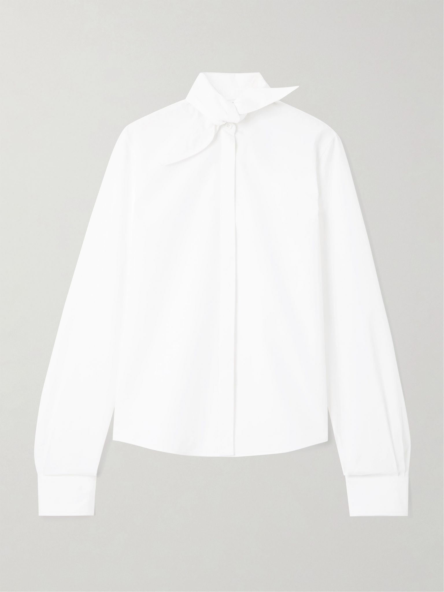 Tie-neck cotton-poplin shirt White - 1