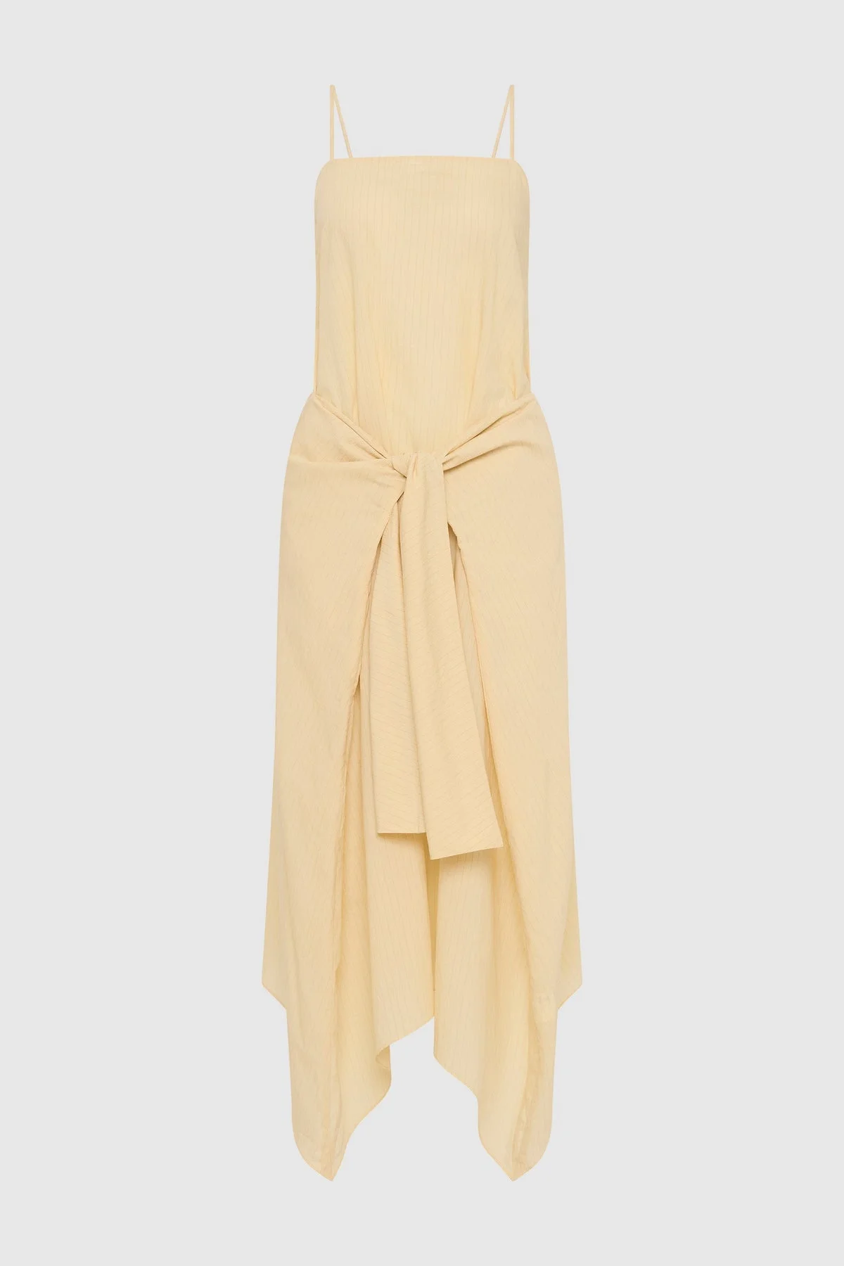 Pinstripe Relaxed Cocoon Dress - Straw - 1