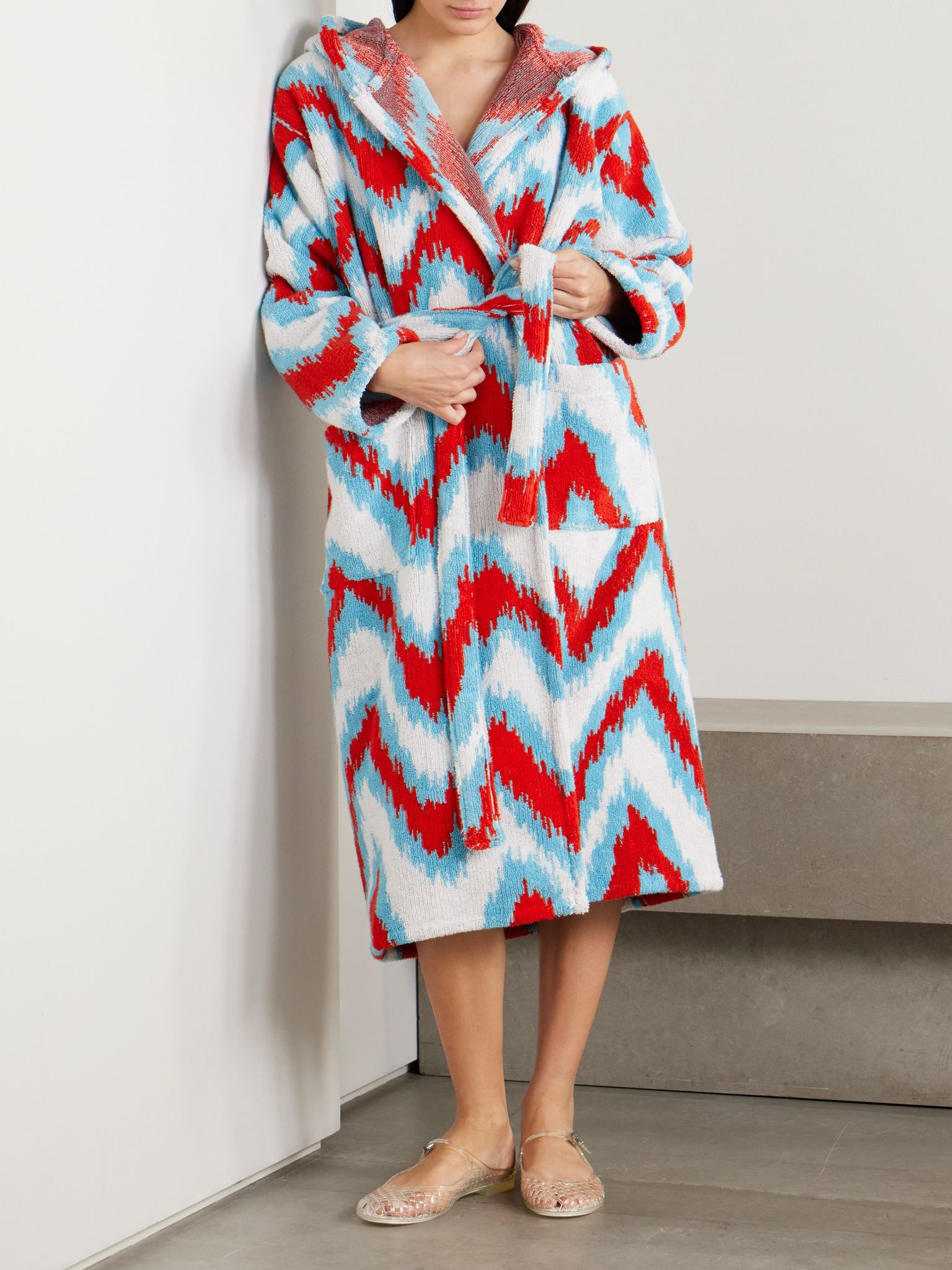 Belted striped cotton-terry robe Multi - 2
