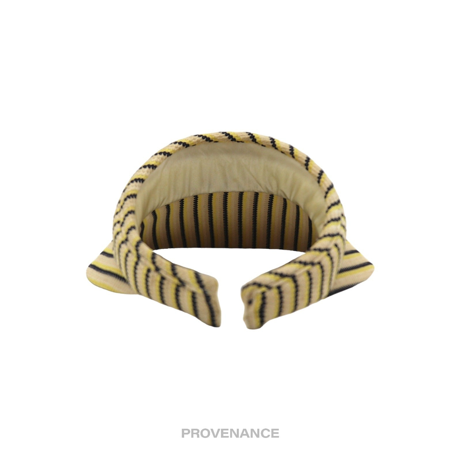 Balenciaga Logo Visor - Rattan Striped Black Yellow Straw - 4