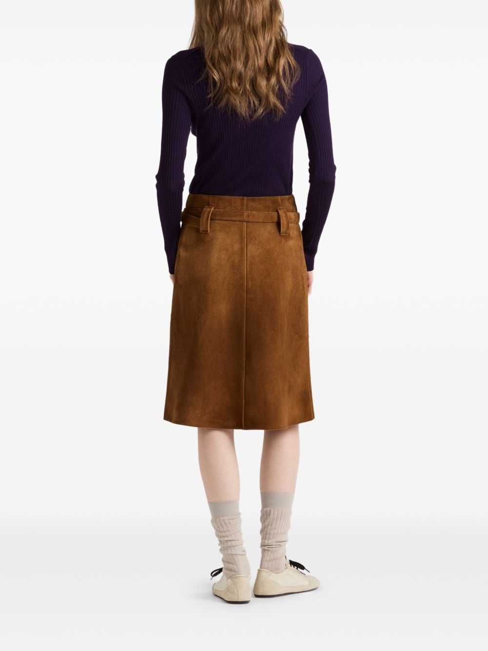 スカート PRADA Dark Brown Cotton Reversible Skirt Prada button-front suede skirt | REVERSIBLE