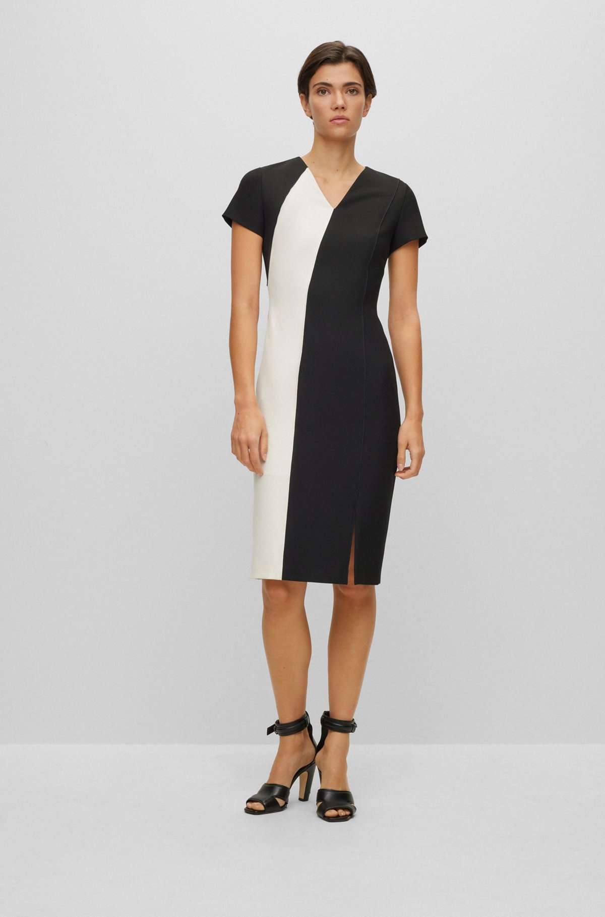 SLIM-FIT DRESS WITH V NECKLINE - 3