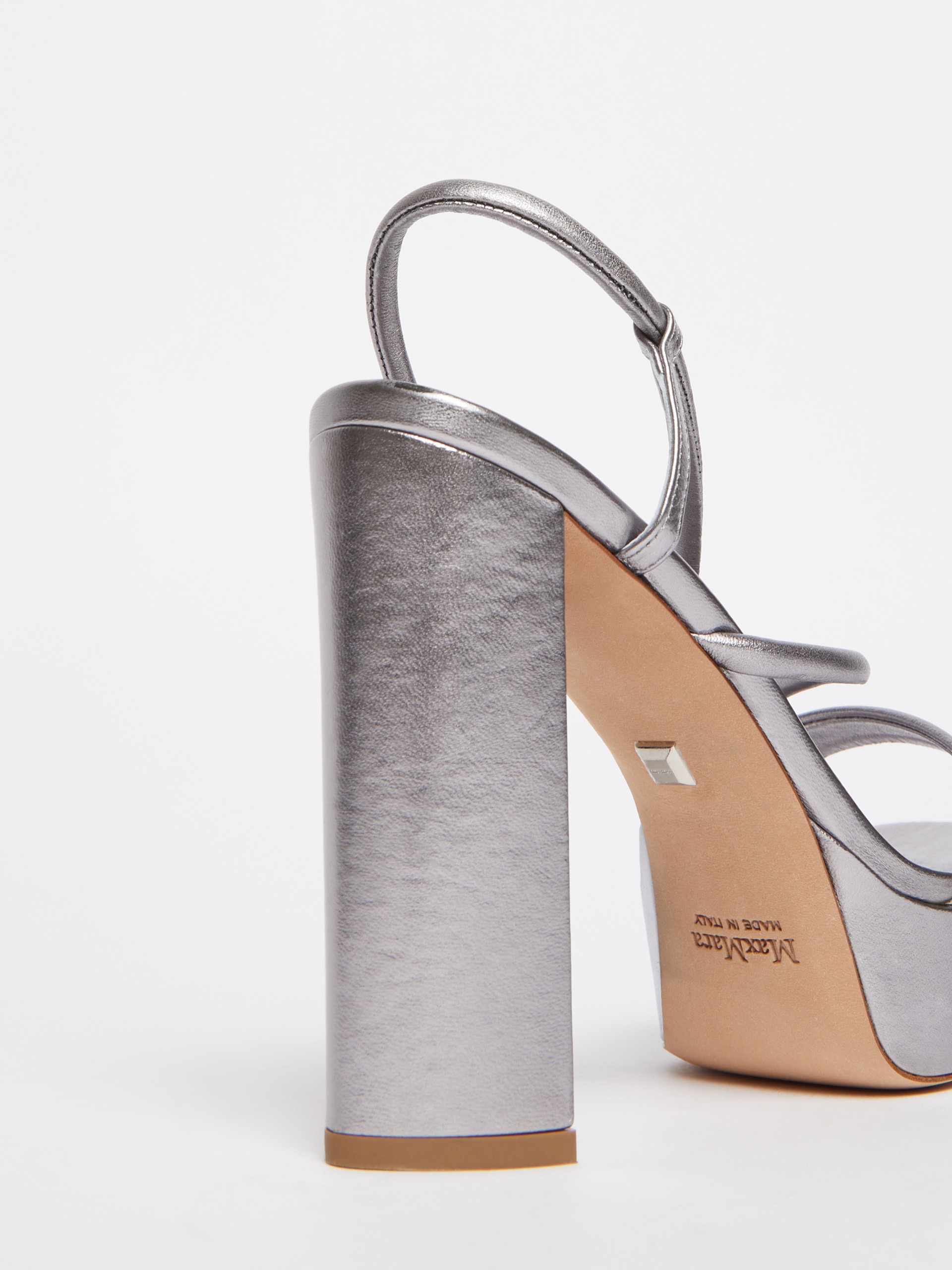 SILVERSTARK Laminated leather platform sandals - 5