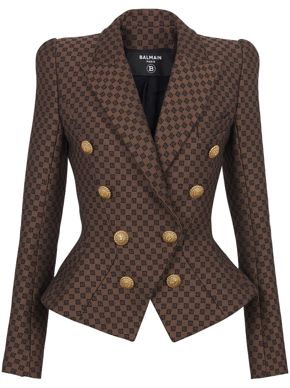 monogram-jacquard double-breasted blazer - 1