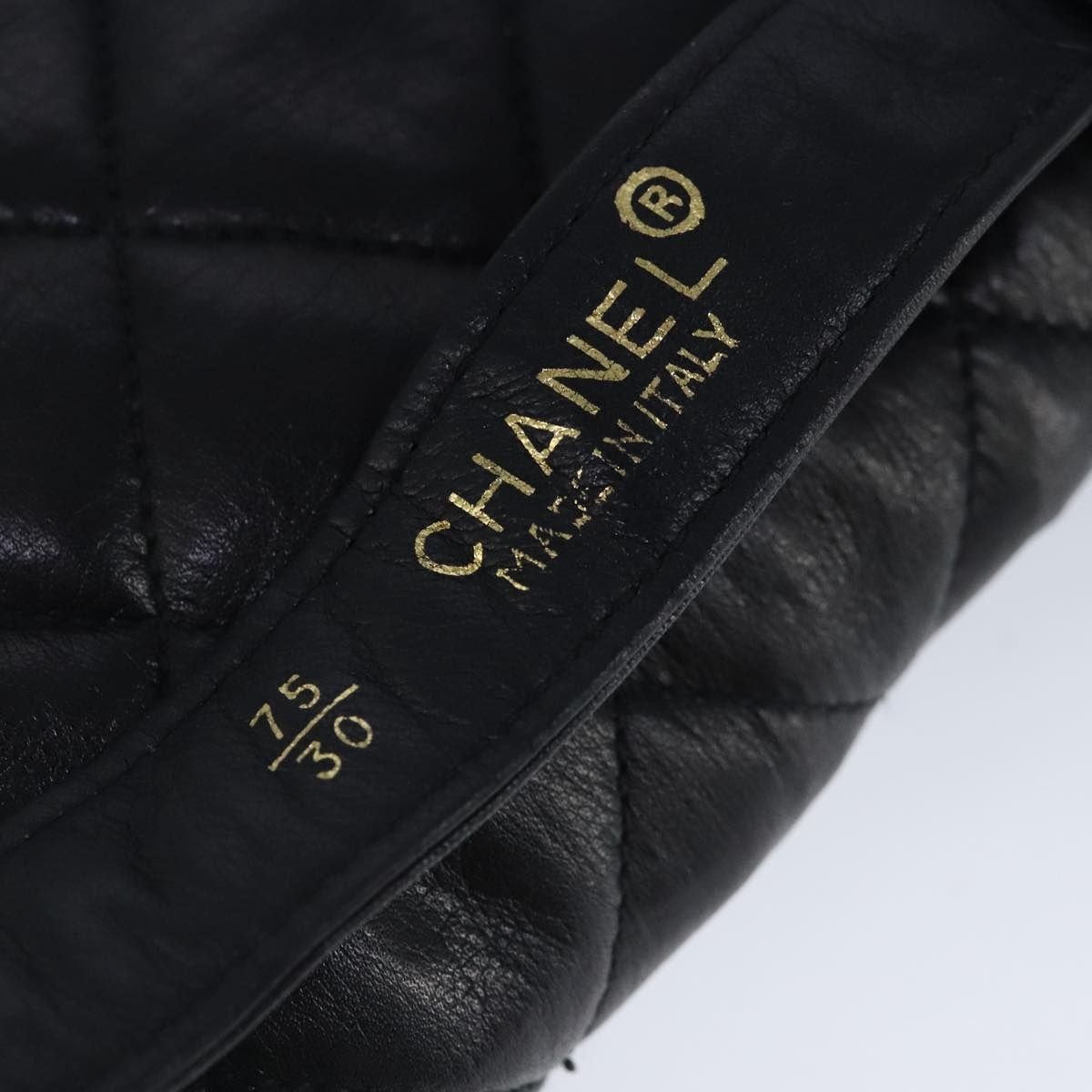CHANEL Matelasse Chain Waist Bag Lamb Skin Black Gold CC - 8