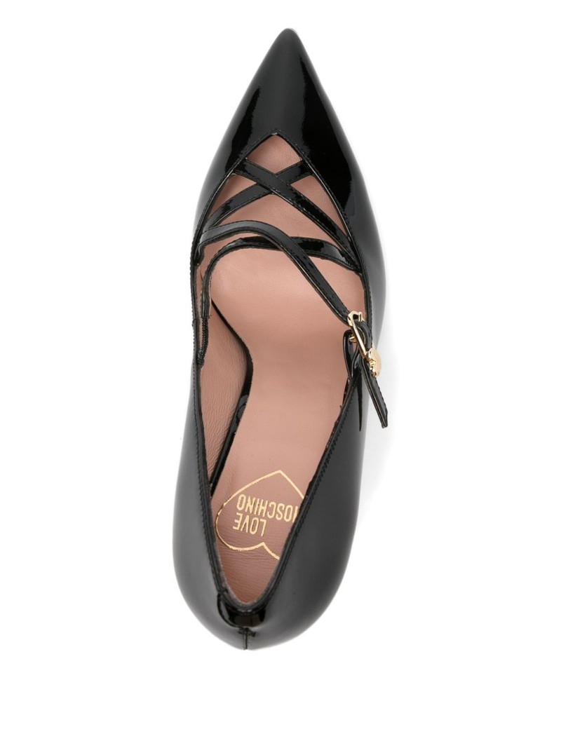 100mm leather cross-strap pumps 4