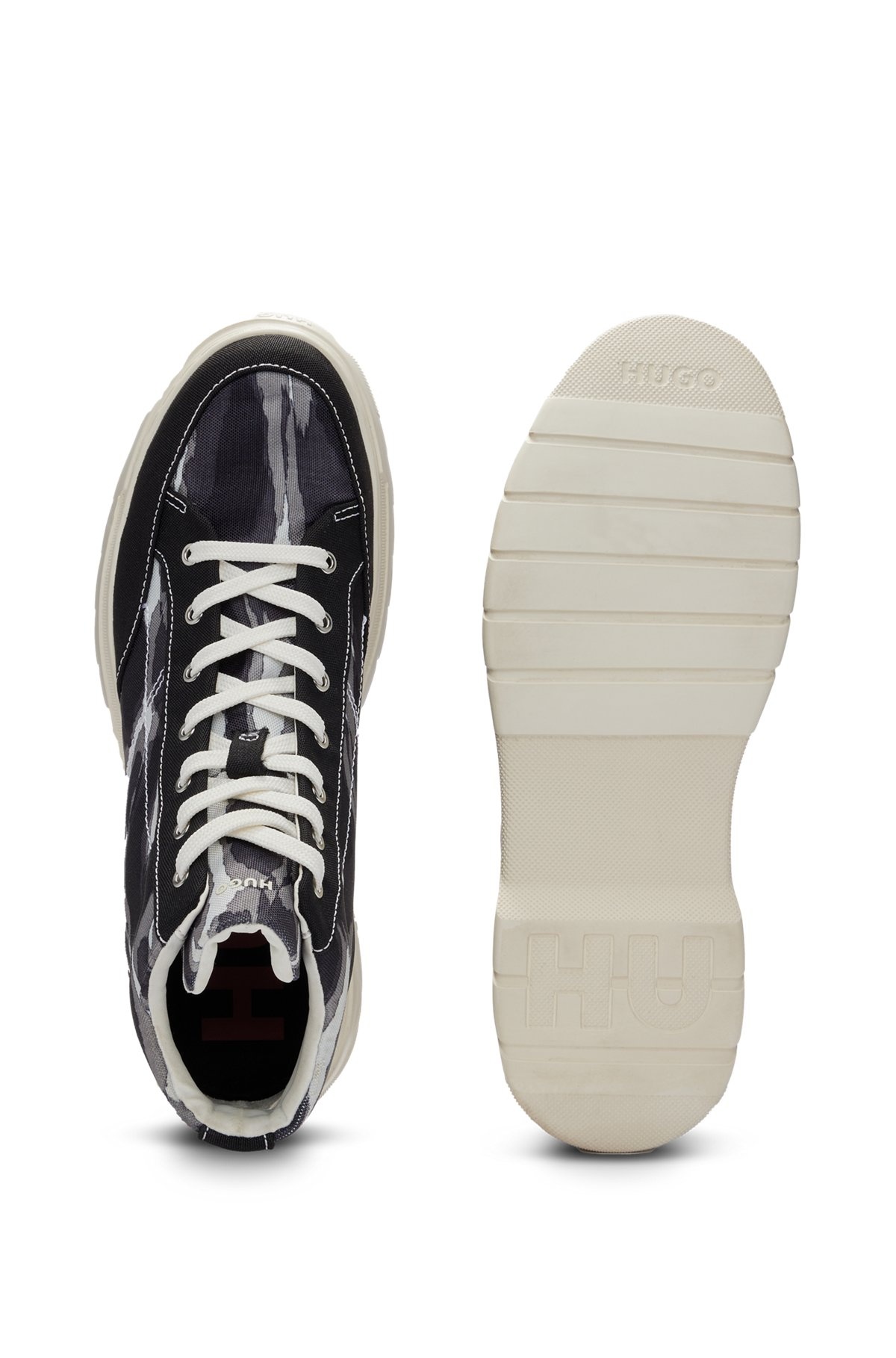 CAMOUFLAGE-PRINT HIGH-TOP TRAINERS WITH STACKED LOGO - 4
