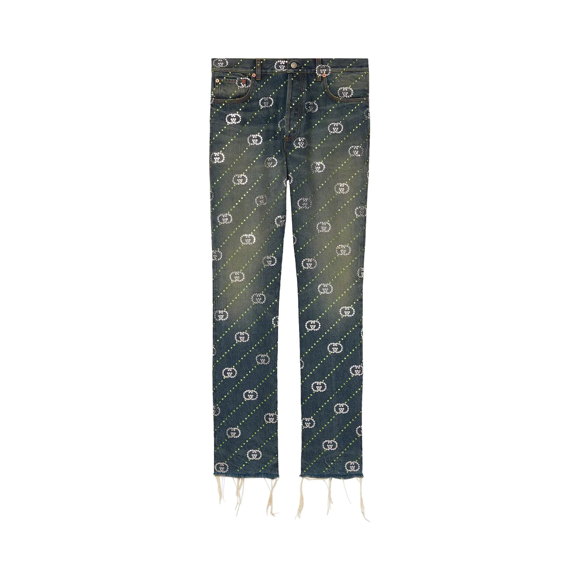 Gucci Crystal Interlocking G Denim Pant 'Blue/Mix' - 1