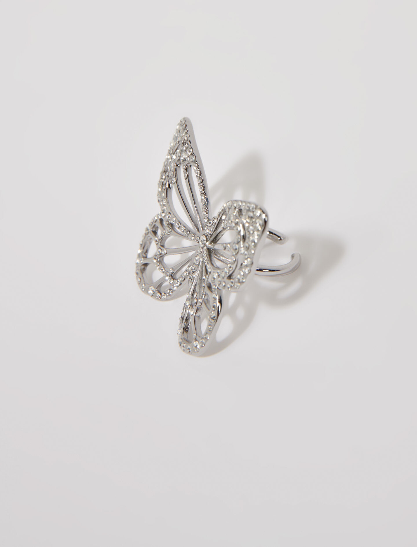 Rhinestone butterfly ring - 5