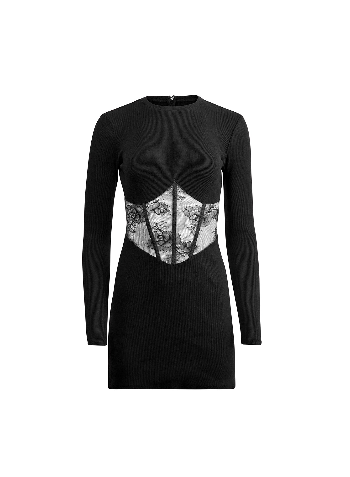 Rib and Bouquet Lace Boned Dress - 5