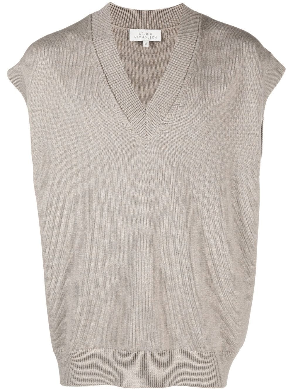 v-neck knitted vest - 1