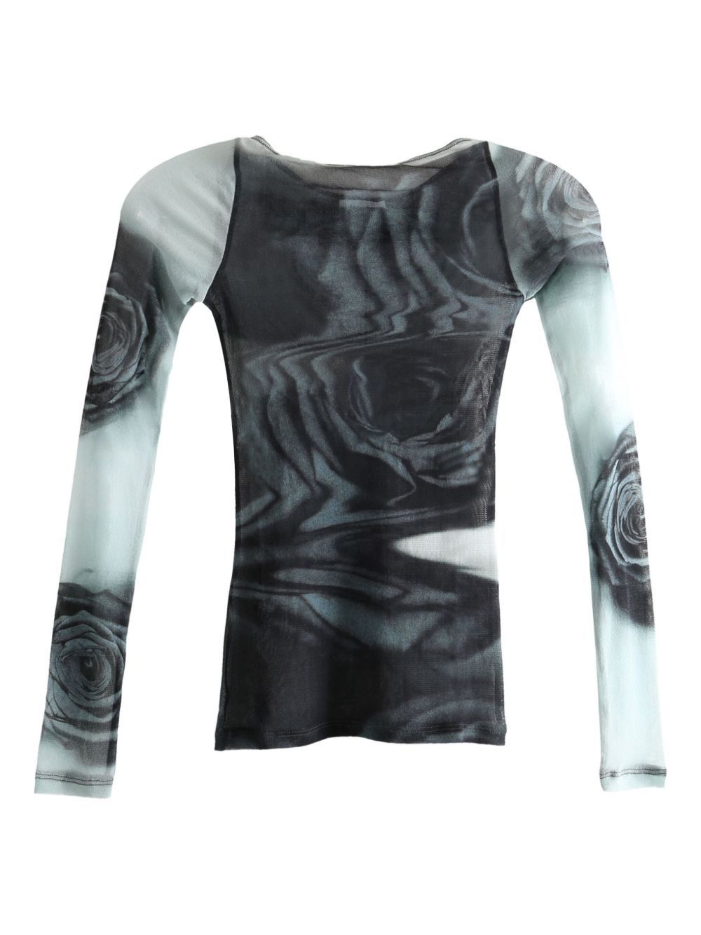 rose-print mesh top - 1