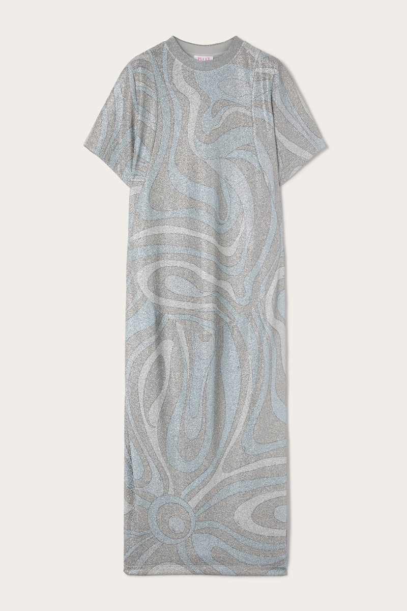 MARMO PRINT MIDI DRESS IN JERSEY LAMÉ 1
