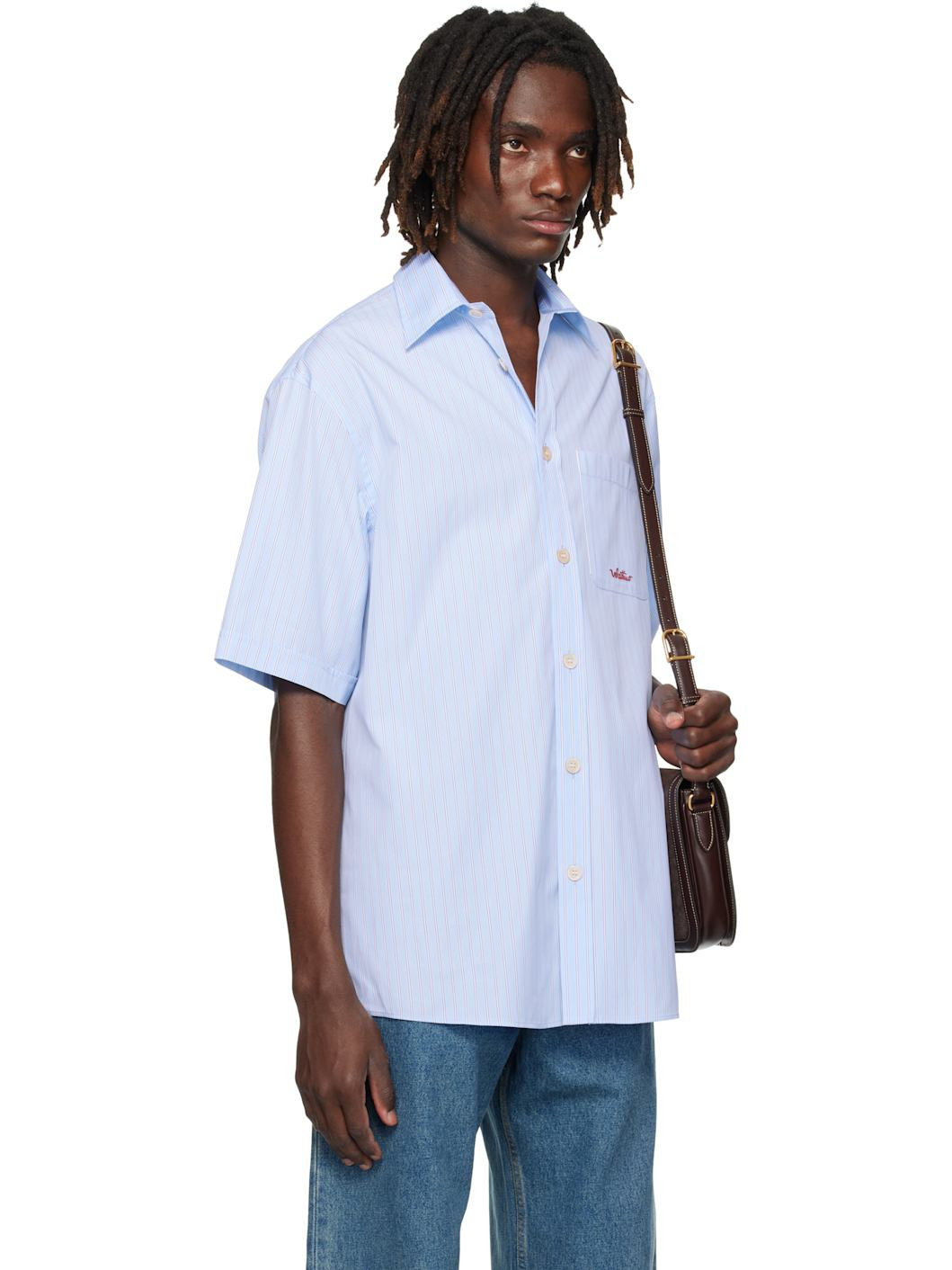 Blue Embroidered Cotton Shirt - 2