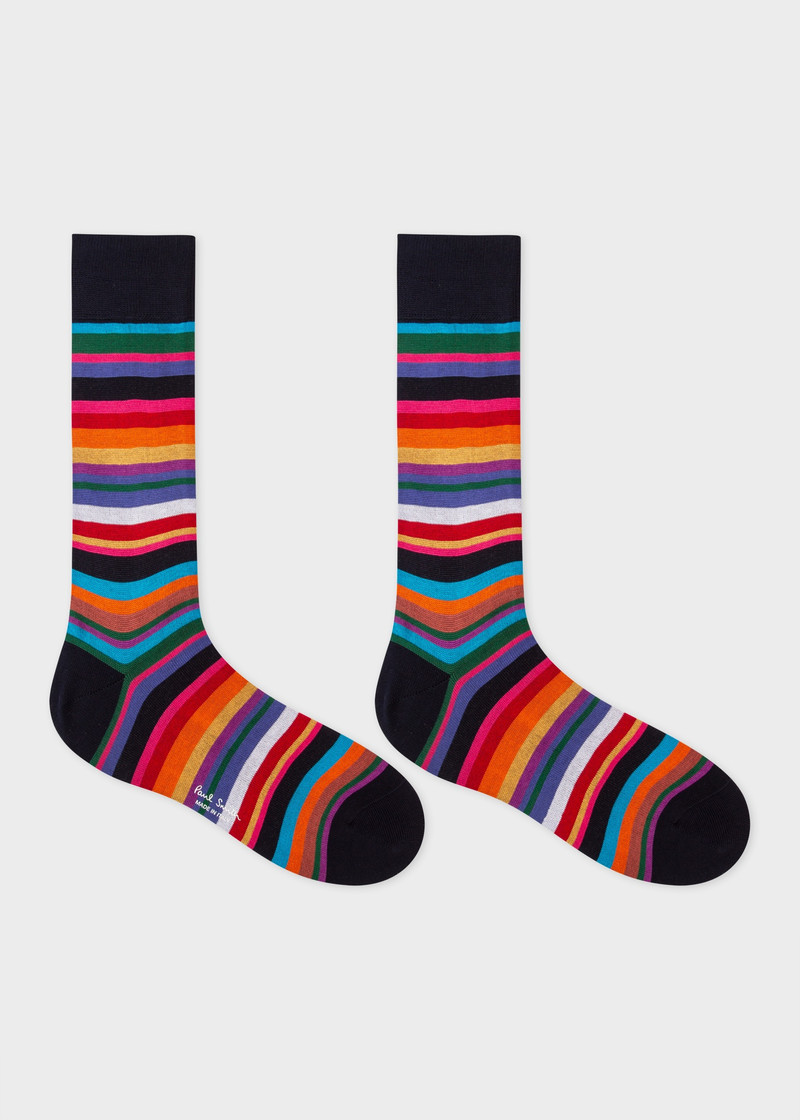 Paul Smith Navy Mixed Stripe Socks outlook