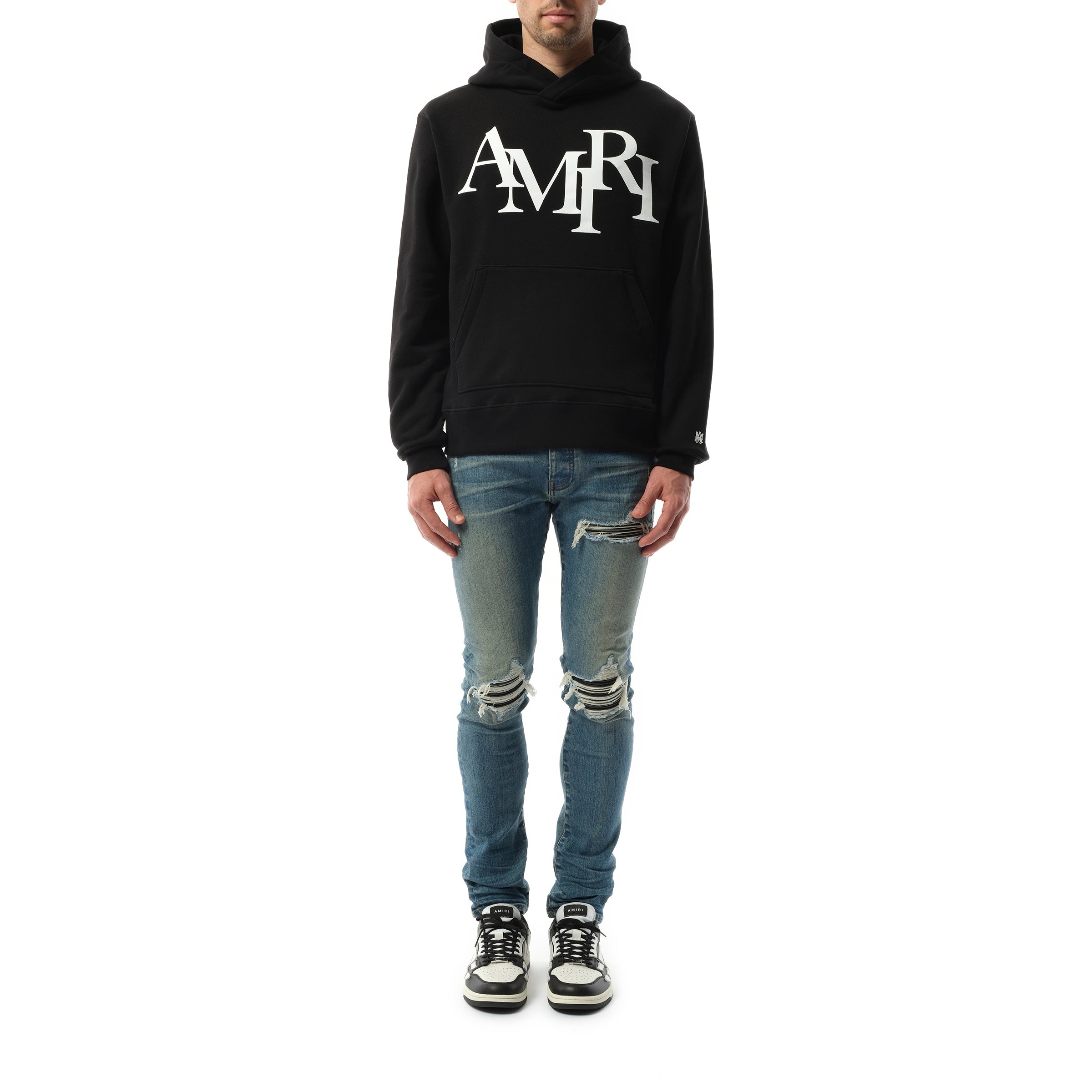 AMIRI Amiri Staggered Hoodie in Black | marais | REVERSIBLE