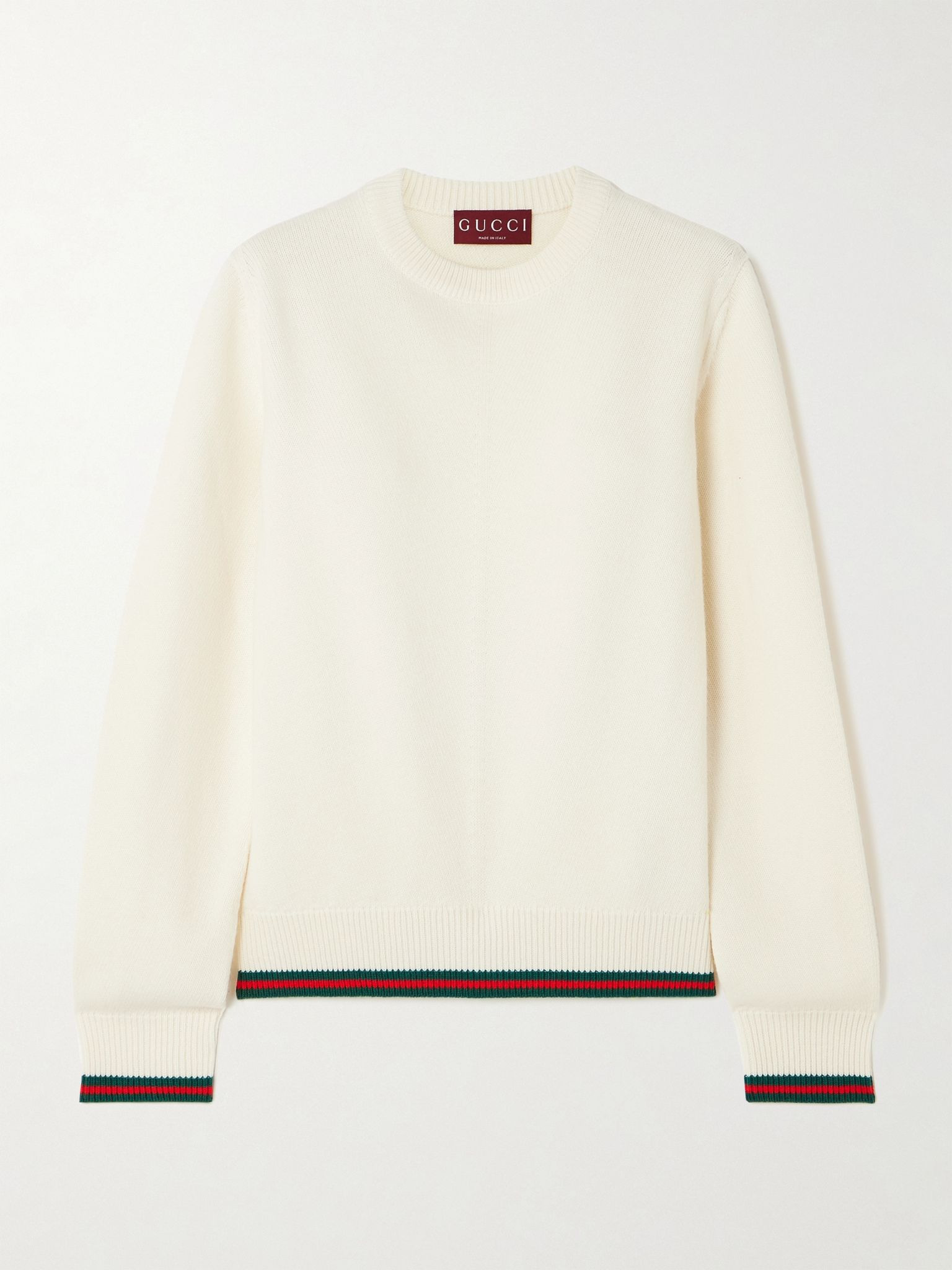 Striped wool and cashmere-blend sweater Ivory - 1