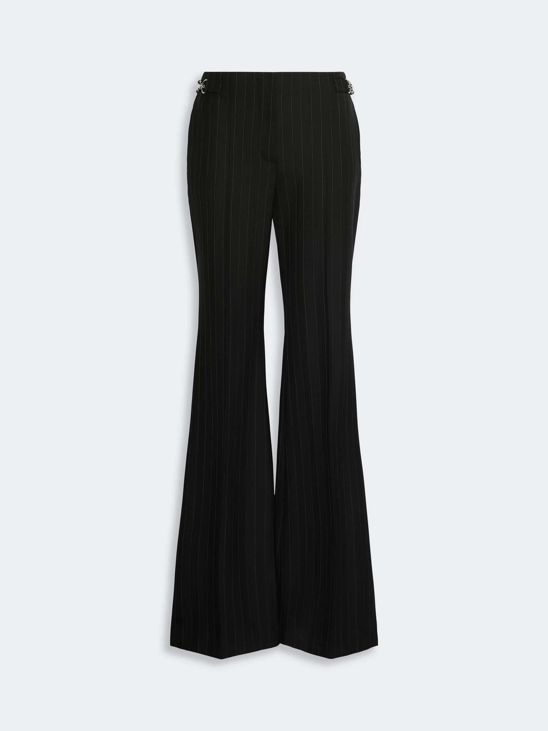 ALCAMO Flared herringbone wool trousers - BLACK - 1