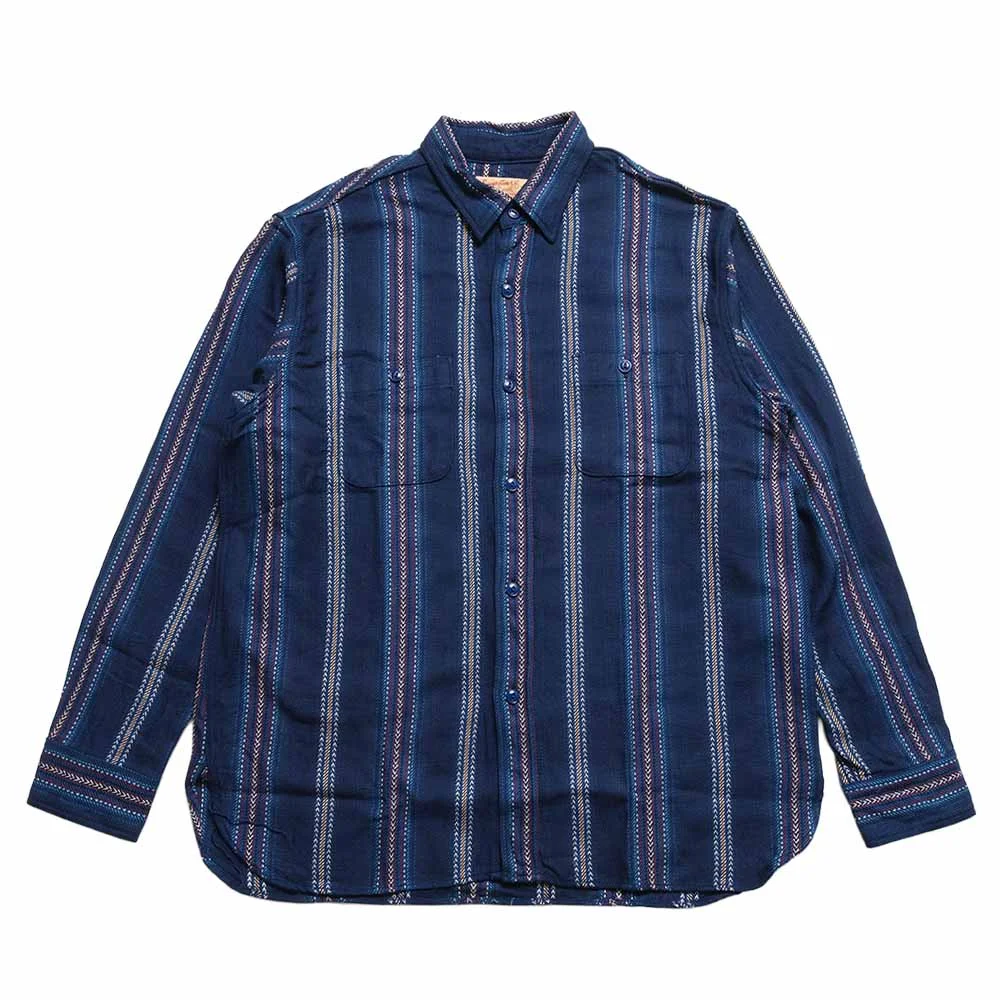 SUGAR CANE - NATIVE AMERICAN - INDIGO DOBBY WORK SHIRT - SC29784 - 1