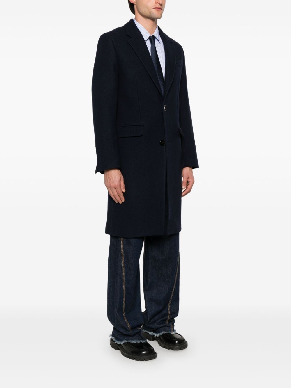 wool single-breasted coat - 3