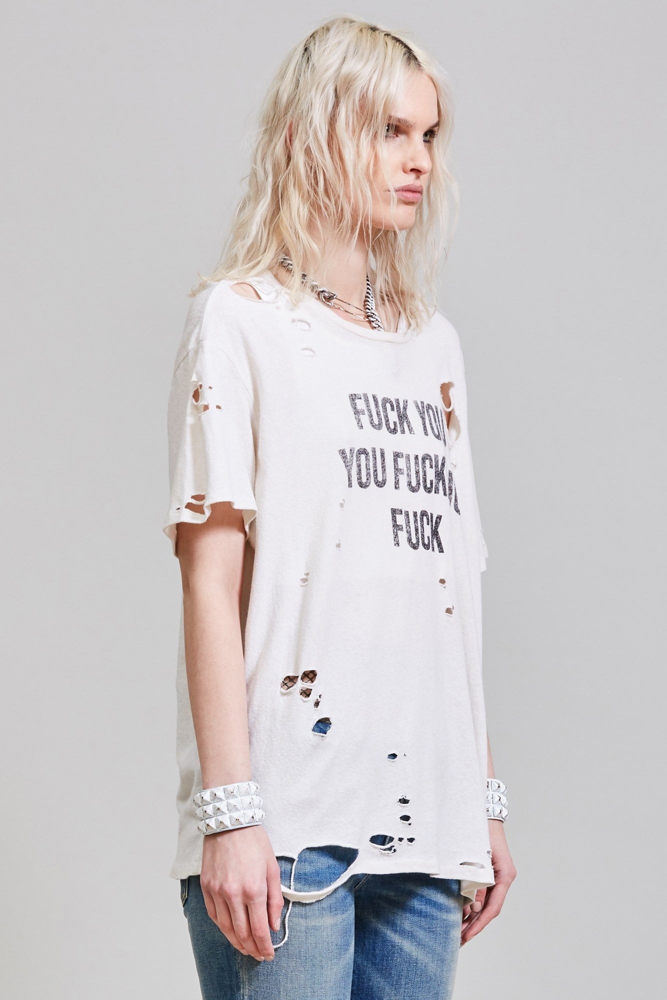 F.u Ripped Boy T - Ecru | R13 Denim - 4