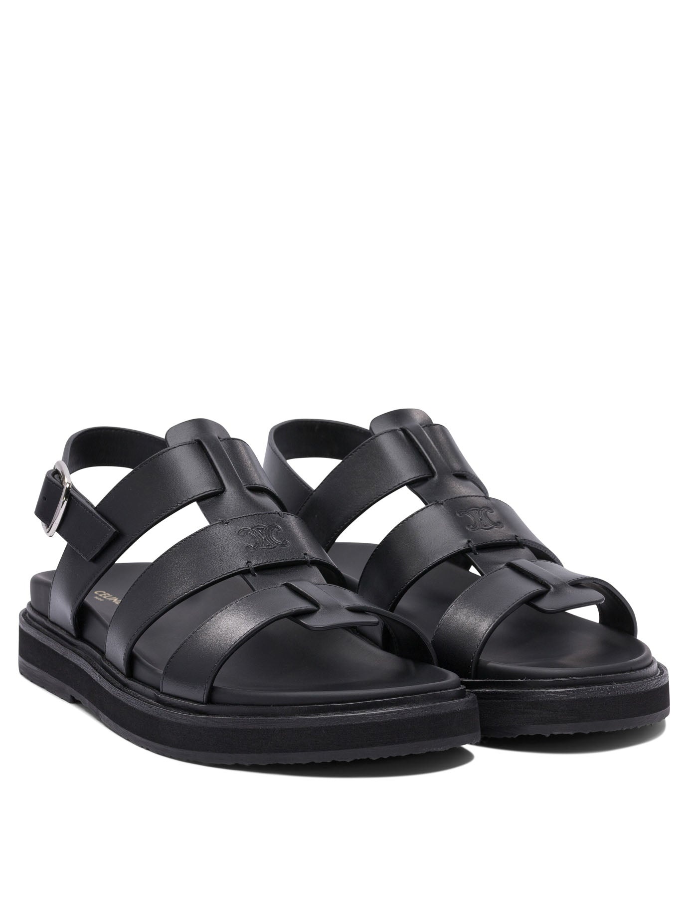 【セリーヌ・CELINE】SANDALS CELINE MAUD SANDAL WITH TRIOMPHE IN CALFSKIN - BLACK | CELINE