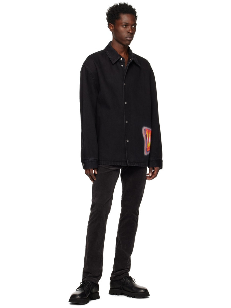 We11done Black Loose Fit Denim Shirt outlook