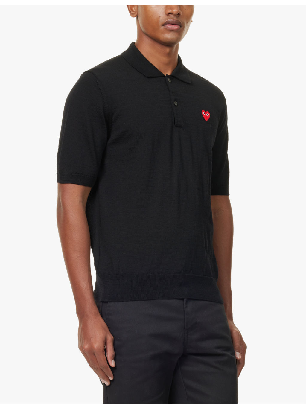 Logo-patch short-sleeve wool polo shirt - 3