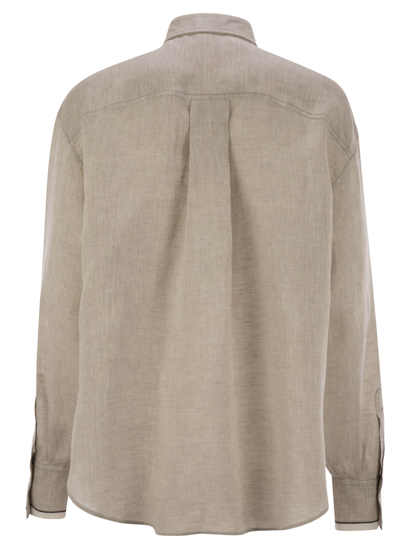Brunello Cucinelli Women Linen Shirt With Shiny Cuffs - 2