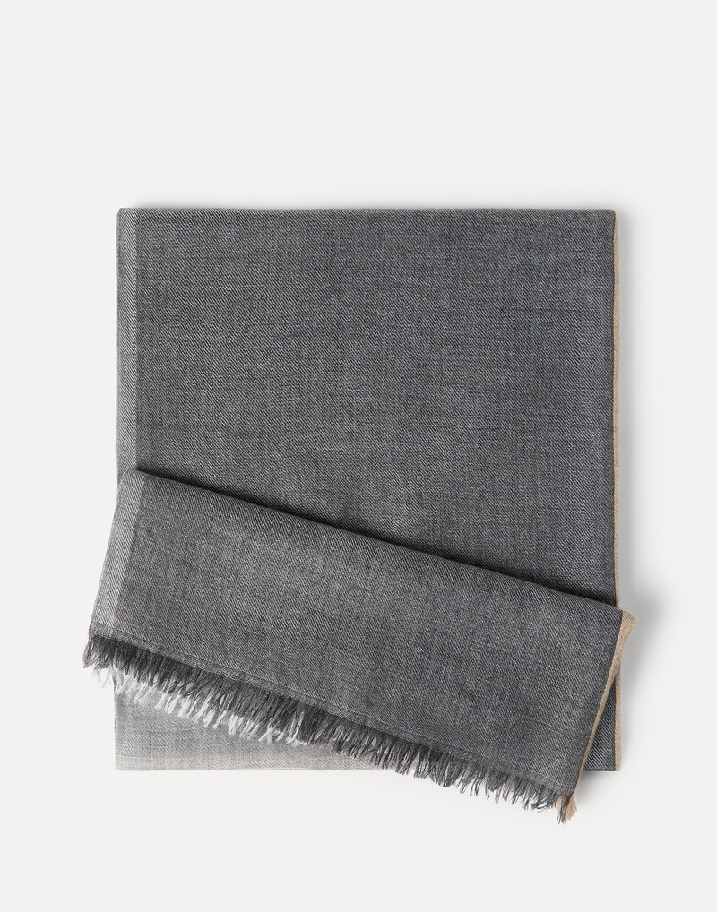 Brunello Cucinelli Cashmere and silk color block scarf outlook