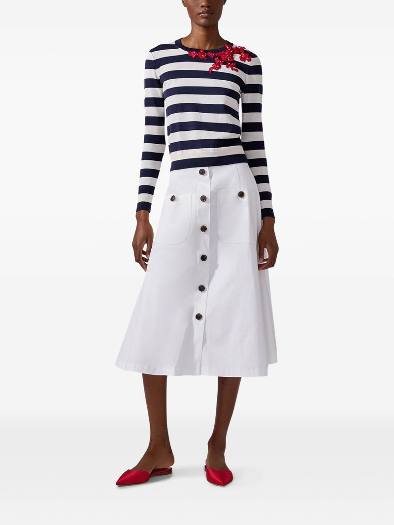 CAROLINA HERRERA floral-embroidered striped top outlook