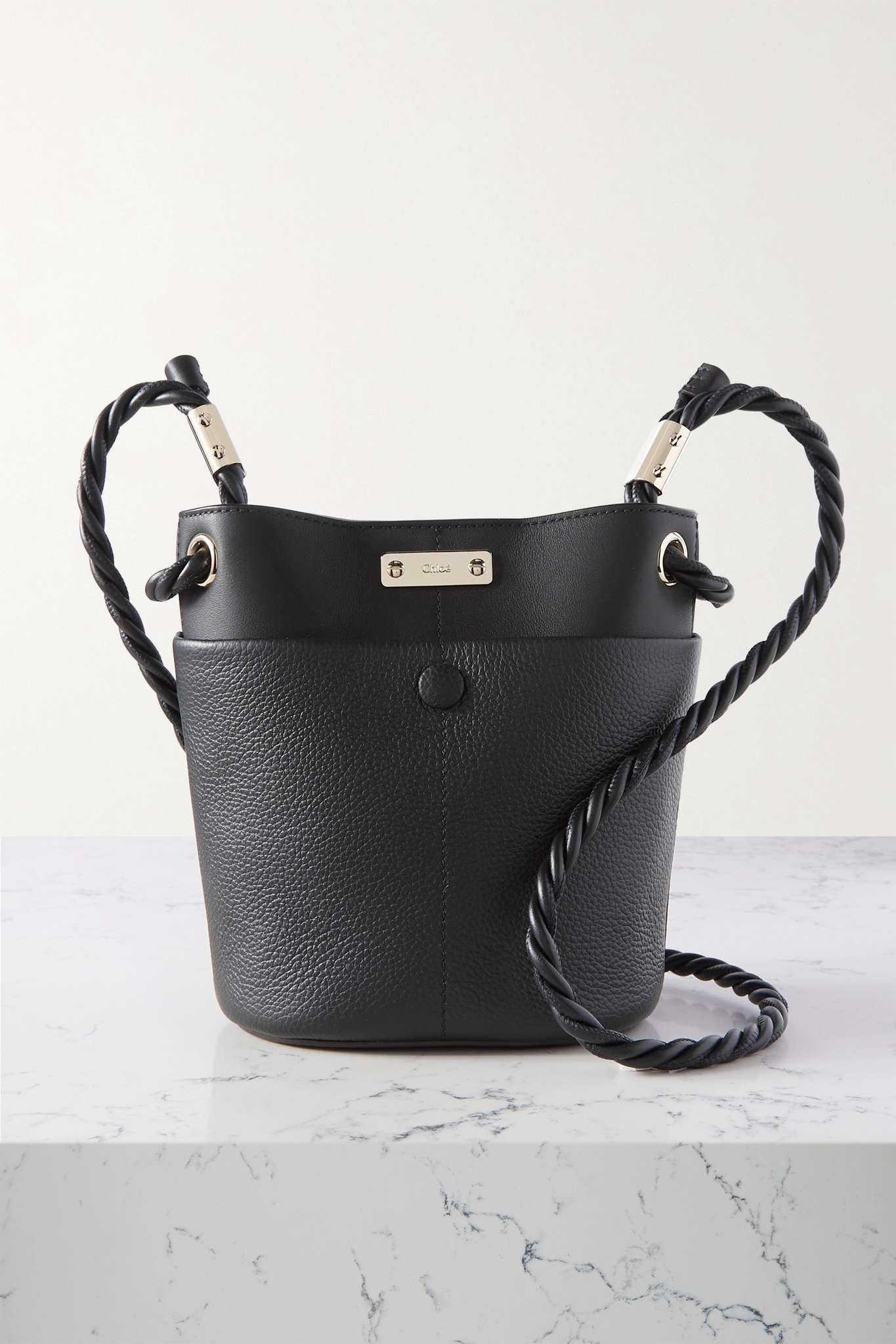 Key small smooth and textured-leather bucket bag - 1