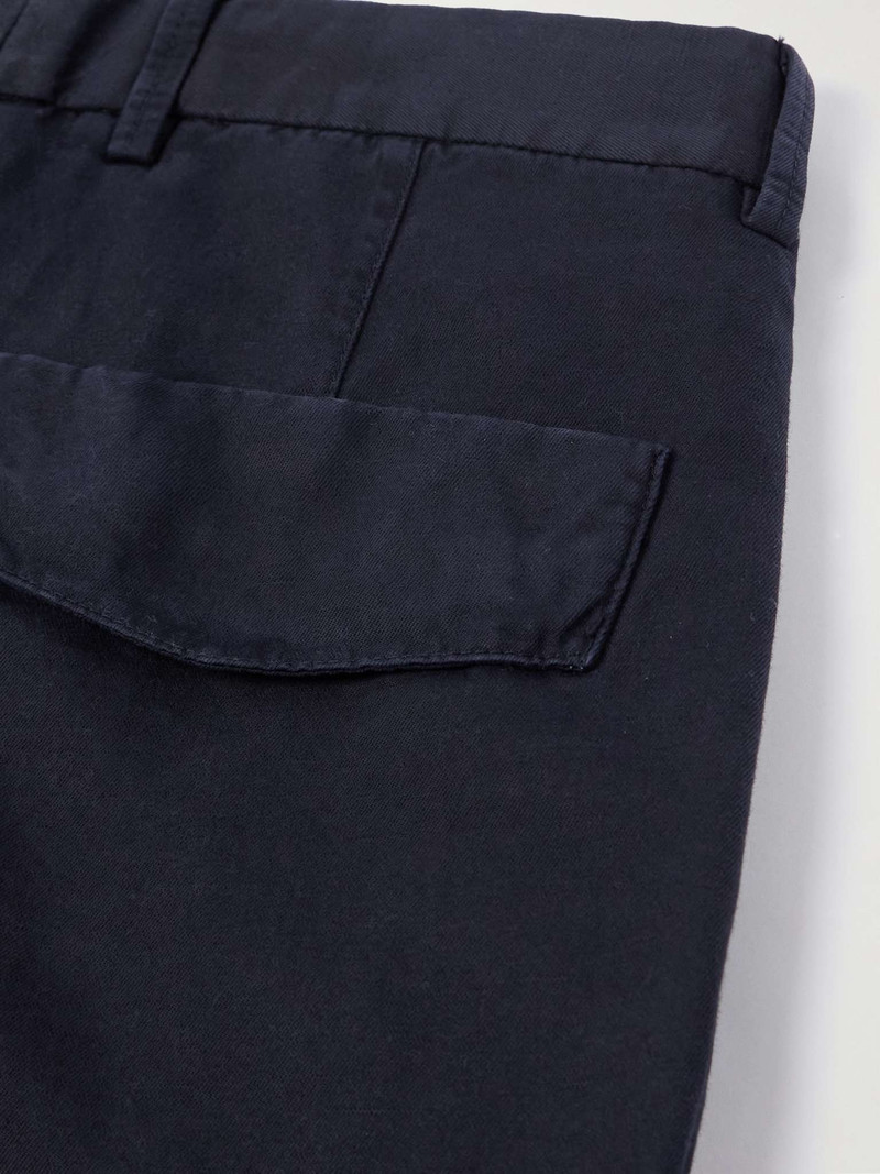 Straight-Leg Pleated Cotton and Linen-Blend Twill Shorts 5