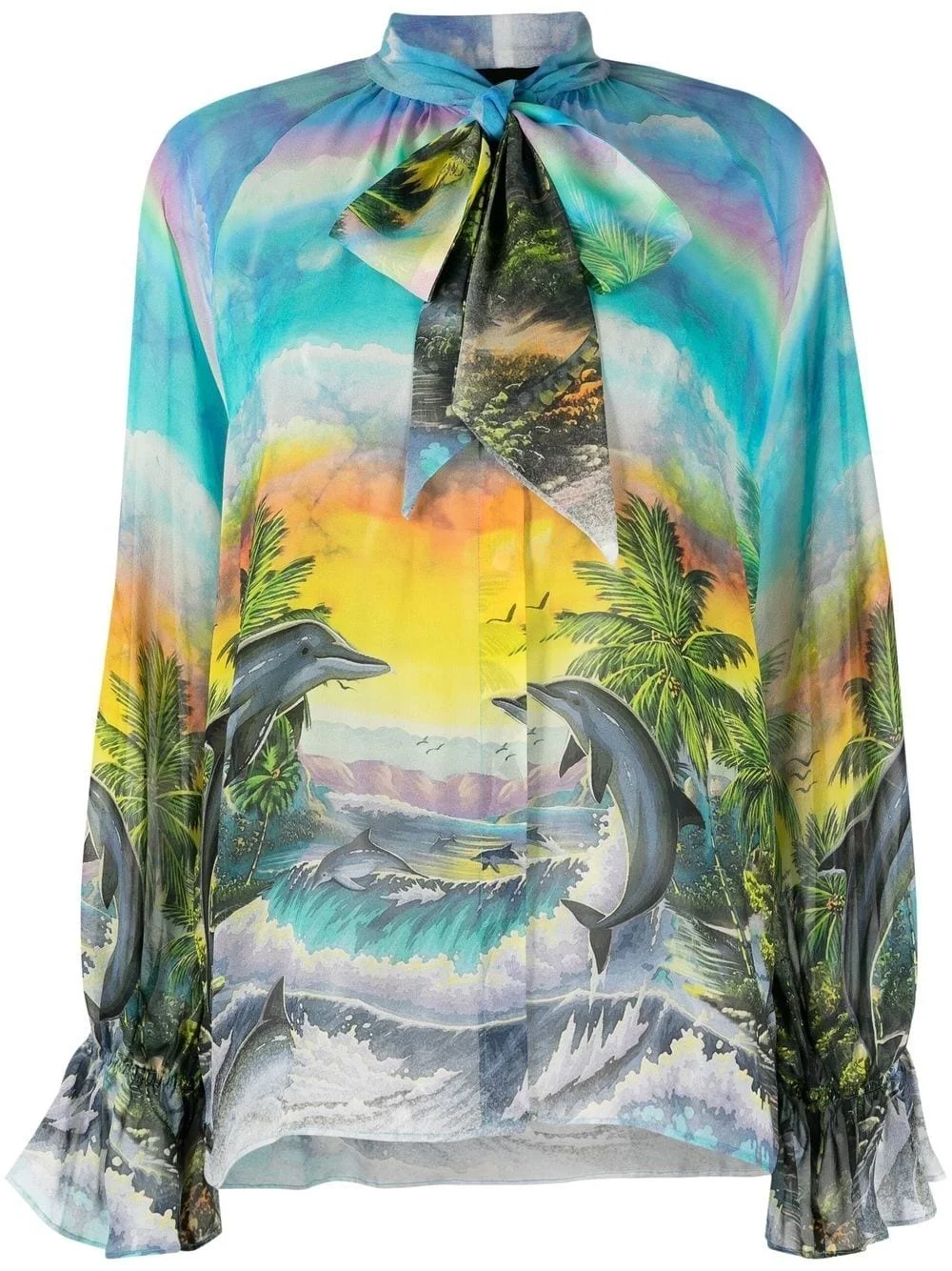 Hawaii-print chiffon shirt - 1