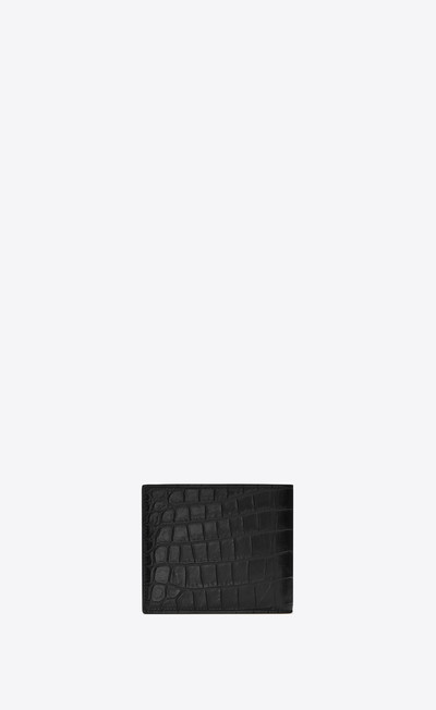 SAINT LAURENT tiny monogram east/west wallet with coin purse in crocodile-embossed leather outlook