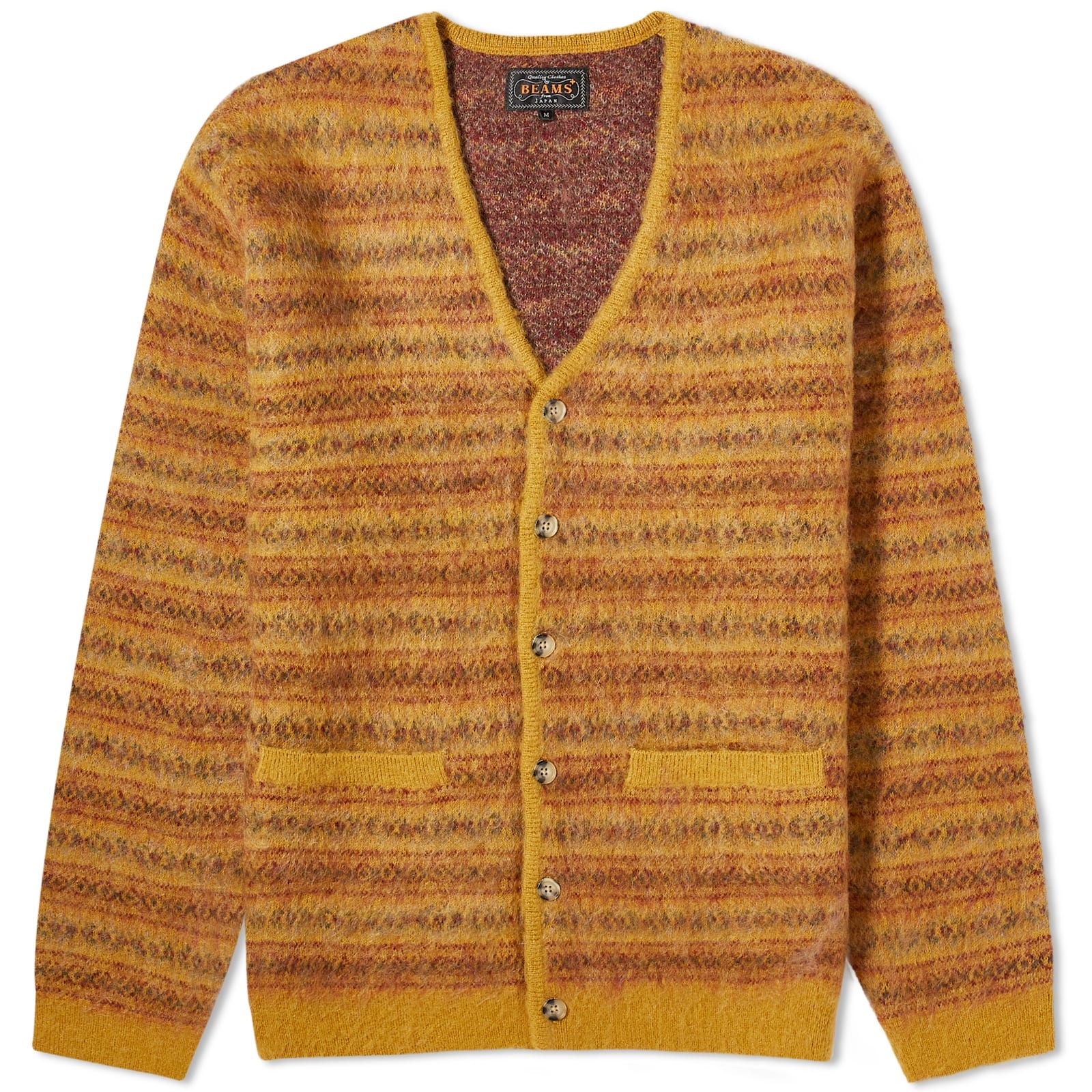 Beams Plus Fairisle Jacquard Mohair Cardigan - 1