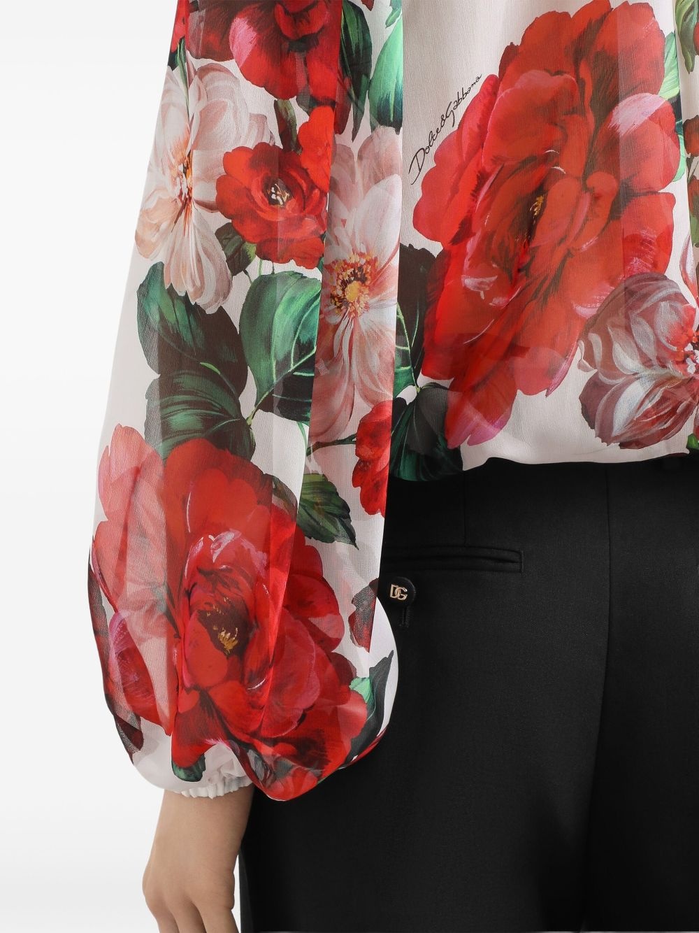 Rose-print chiffon blouse - 5